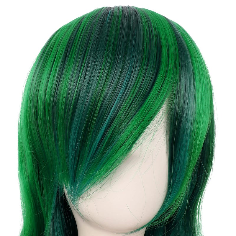 MapofBeauty 28 Inch/70 cm Beautiful Long Wavy Harajuku Style Cosplay Side Bangs Wigs (Lake Green/Grass Green) - Image 5